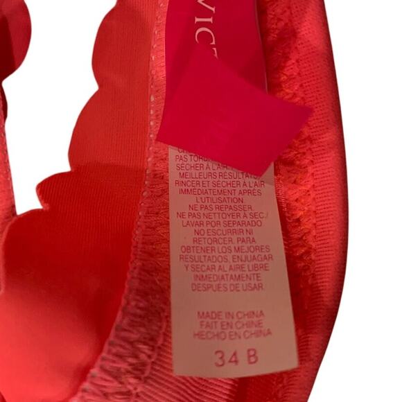 Victoria's Victoria Secret Bikini Top Pink Padded Halter Fringe Size 34B - EUC - Picture 7 of 7